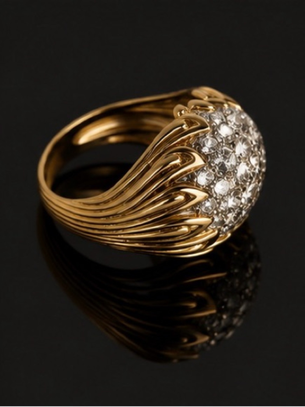 Vintage Gold Pave Dome Ring - Picture 2 of 4